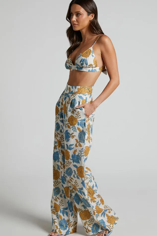 Amalie The Label 8211 Lorete Linen Blend High Rise Wide Leg Pants In Valencia Floral Women Showpo Pants