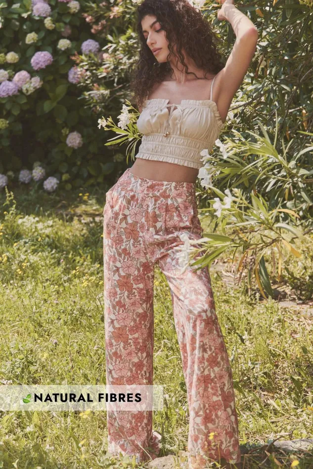 Amalie The Label 8211 Lorete Linen Blend High Rise Wide Leg Pants In Wildflower Floral Women Showpo Curve Clothes