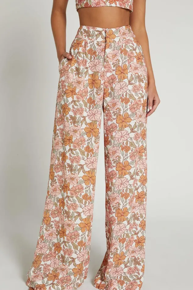 Amalie The Label 8211 Lorete Linen Blend High Rise Wide Leg Pants In Wildflower Floral Women Showpo Curve Clothes