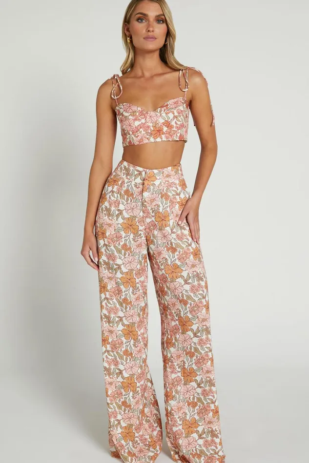 Amalie The Label 8211 Lorete Linen Blend High Rise Wide Leg Pants In Wildflower Floral Women Showpo Curve Clothes