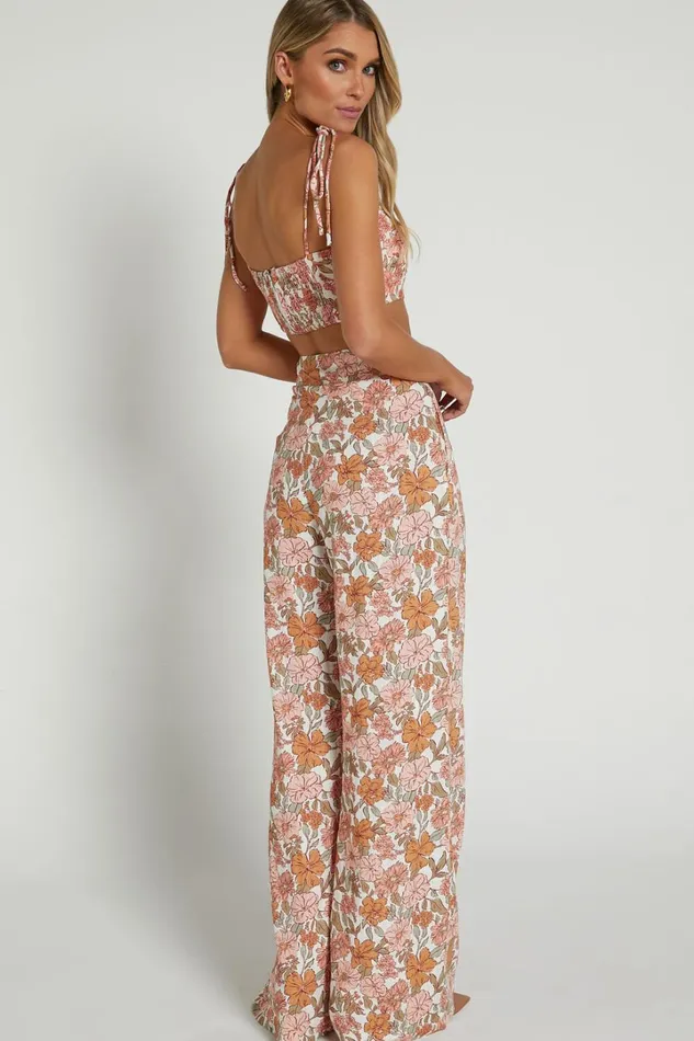 Amalie The Label 8211 Lorete Linen Blend High Rise Wide Leg Pants In Wildflower Floral Women Showpo Curve Clothes
