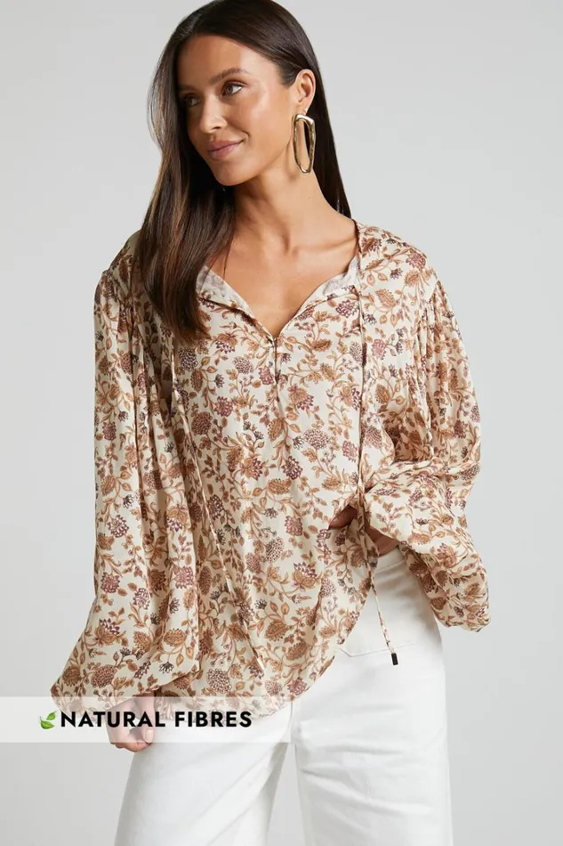Amalie The Label 8211 Symmone Puff Sleeve Blouse In Maya Floral Women Showpo Tops
