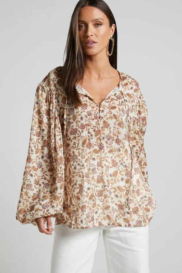 Amalie The Label 8211 Symmone Puff Sleeve Blouse In Maya Floral Women Showpo Tops