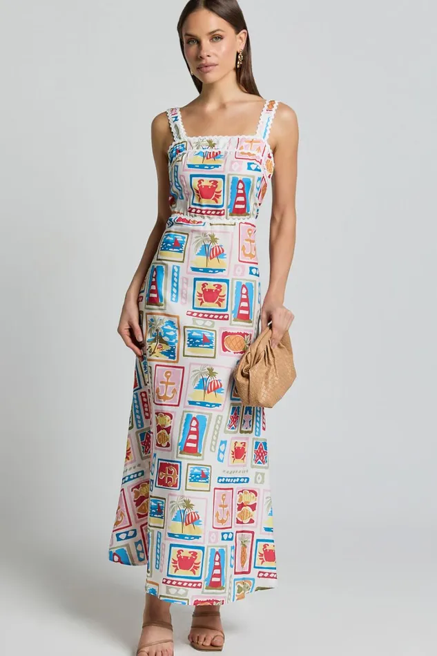 Anabelle Maxi Dress 8211 Fit And Flare Scallop Trim Detail Maxi Dress In Multi Women Showpo Dresses