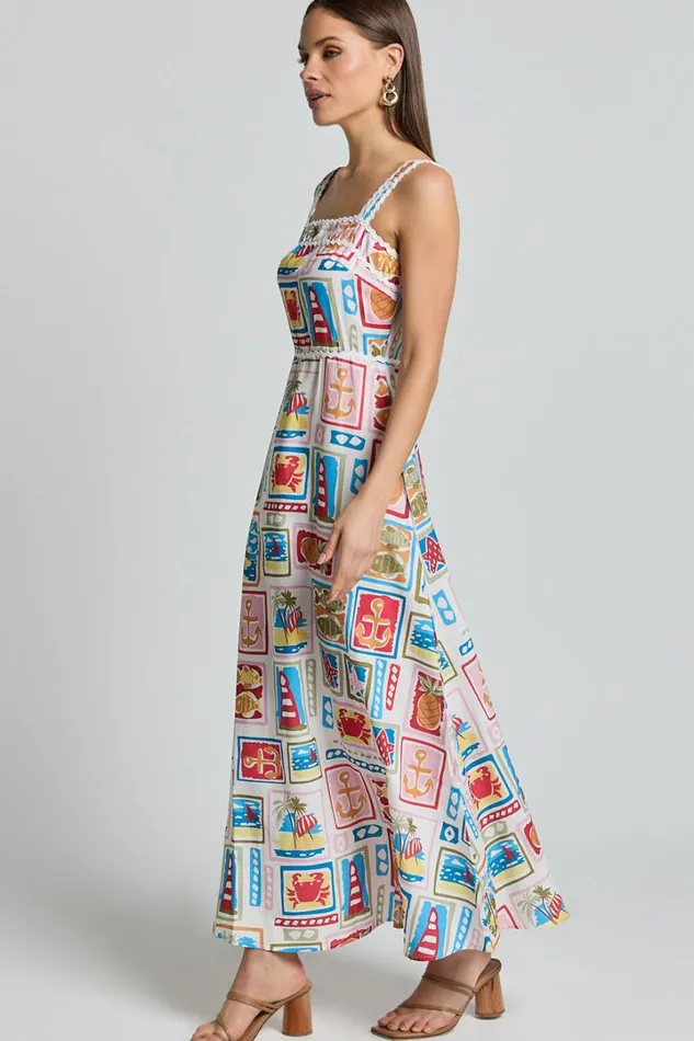 Anabelle Maxi Dress 8211 Fit And Flare Scallop Trim Detail Maxi Dress In Multi Women Showpo Dresses
