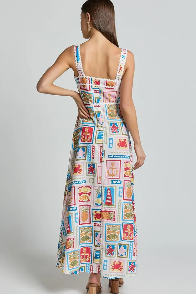 Anabelle Maxi Dress 8211 Fit And Flare Scallop Trim Detail Maxi Dress In Multi Women Showpo Dresses