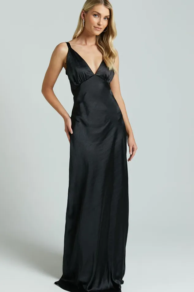 Anjorie Maxi Dress 8211 Plunge Neck Wide Strap Sleeveless Slip In Black Women Showpo Dresses Anjorie Maxi Dress 8211 Plunge Neck Wide Strap Sleeveless Slip In Black Women Showpo Dresses