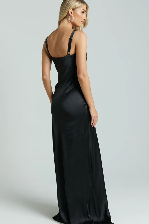 Anjorie Maxi Dress 8211 Plunge Neck Wide Strap Sleeveless Slip In Black Women Showpo Dresses