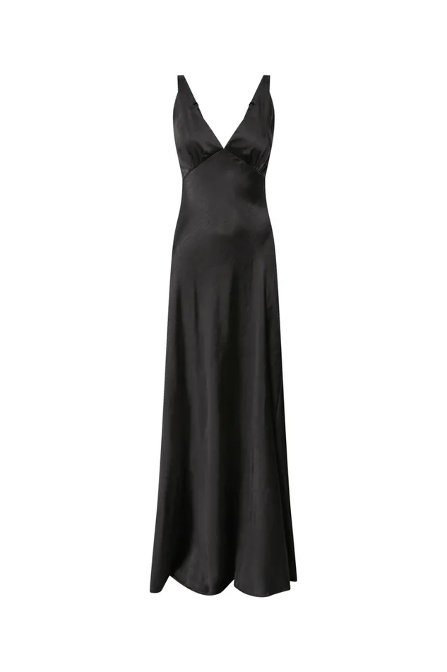 Anjorie Maxi Dress 8211 Plunge Neck Wide Strap Sleeveless Slip In Black Women Showpo Dresses
