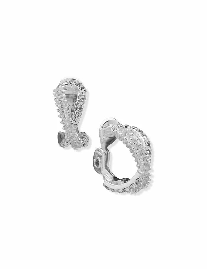 Anne Klein Crystal Pave Baguette Hoop Clip Earrings Silvertone Women Watches 038 Jewelry Anne Klein Crystal Pave Baguette Hoop Clip Earrings Silvertone Women Watches 038 Jewelry