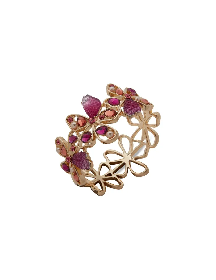 Anne Klein Flower Multi Stone Bracelet Gold Tone Women Watches 038 Jewelry