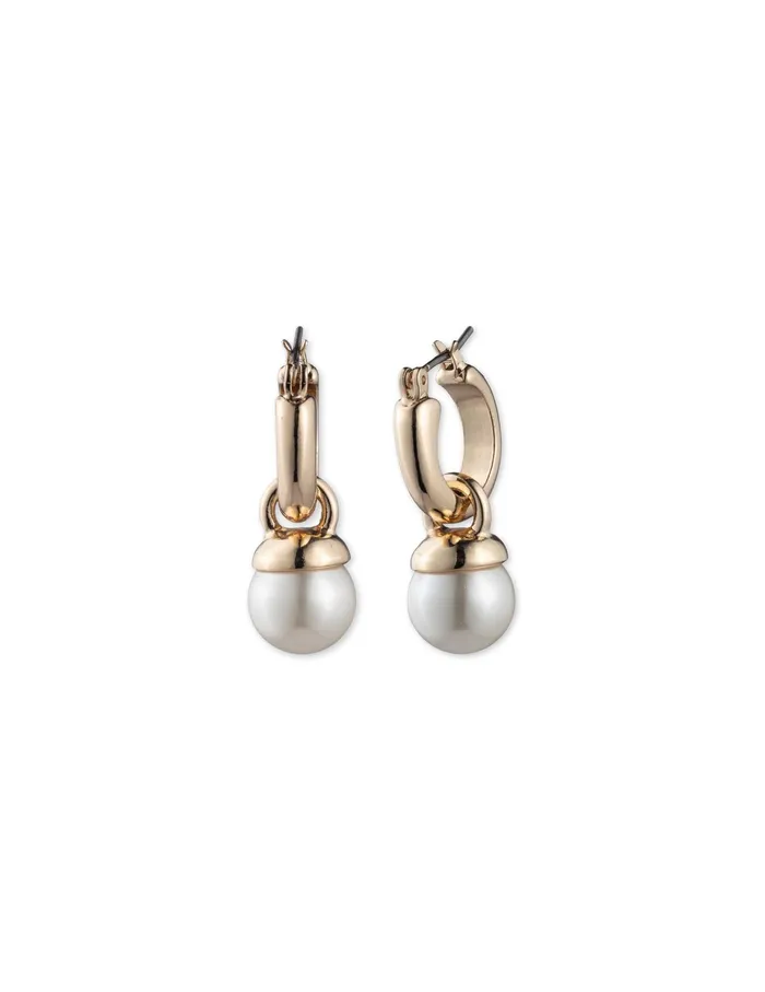 Anne Klein GoldTone Blanc Faux Pearl Drop Hoop Earrings Blanc Women Watches 038 Jewelry