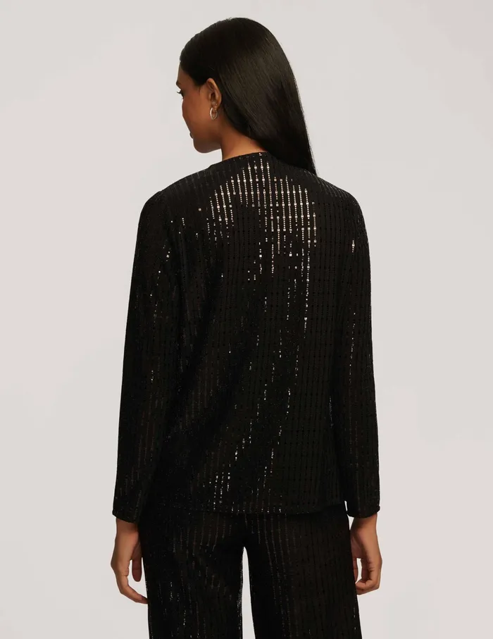 Anne Klein Linear Shine Short Jacket Anne Black Women Clothing