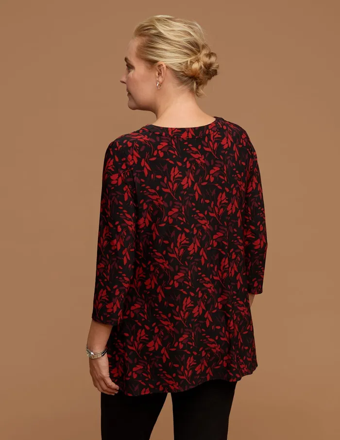 Anne Klein Plus Size Printed Trapeze Knit Top Anne Black Women Clothing