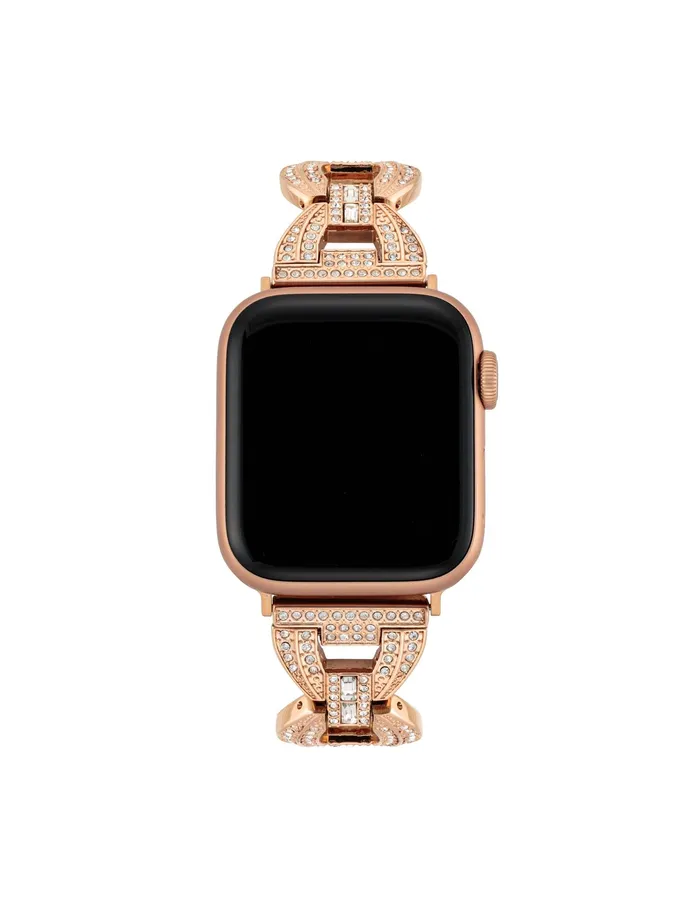 Anne Klein Premium Crystal Round Link Bracelet For Apple Watch Rose Goldtone Women Watches 038 Jewelry