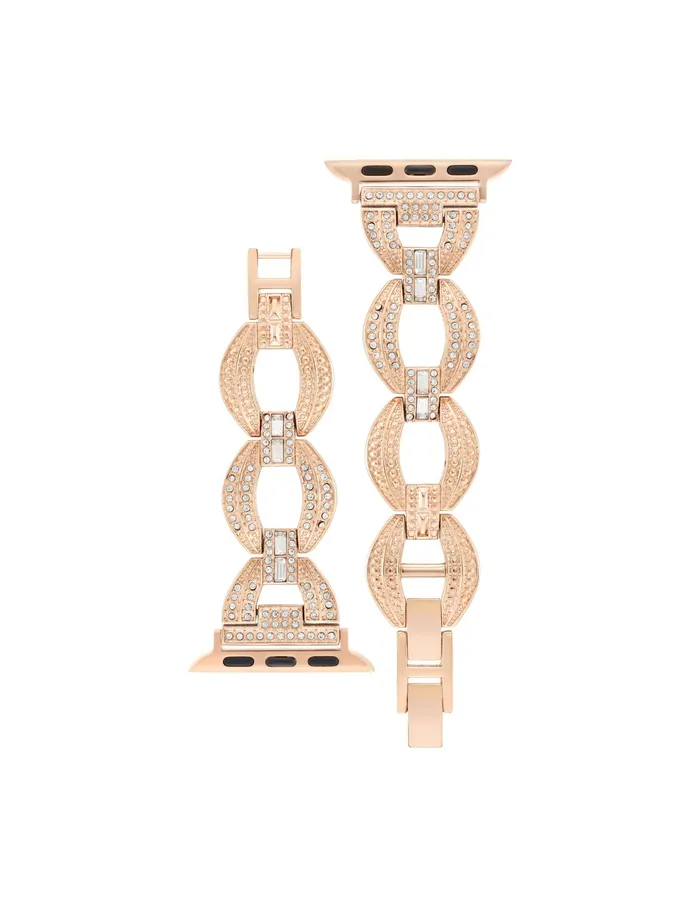Anne Klein Premium Crystal Round Link Bracelet For Apple Watch Rose Goldtone Women Watches 038 Jewelry