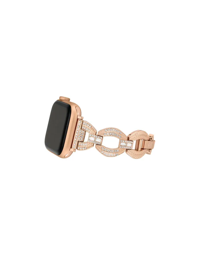 Anne Klein Premium Crystal Round Link Bracelet For Apple Watch Rose Goldtone Women Watches 038 Jewelry