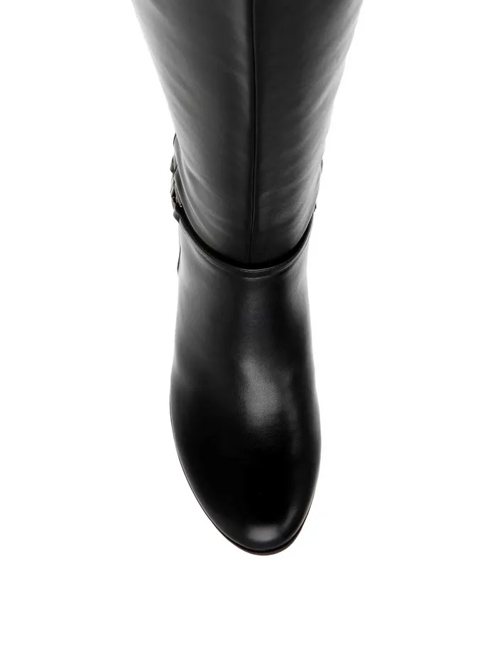 Anne Klein Rya Tall Boot Black Smooth Women Shoes