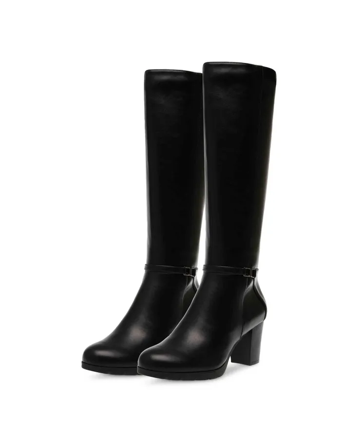 Anne Klein Rya Tall Boot Black Smooth Women Shoes