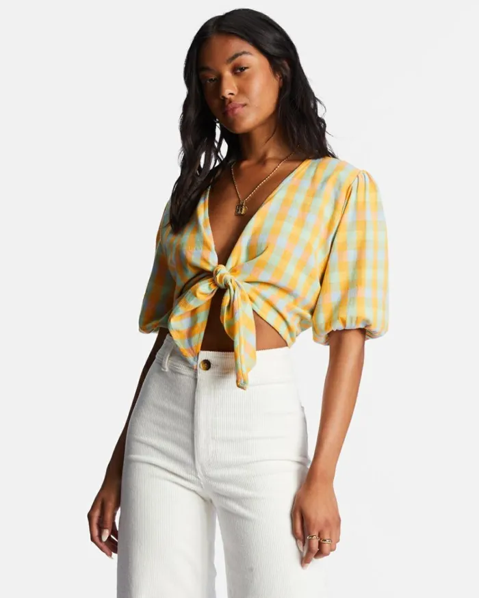 As You Wish TieFront Top Multi Women Billabong Tops