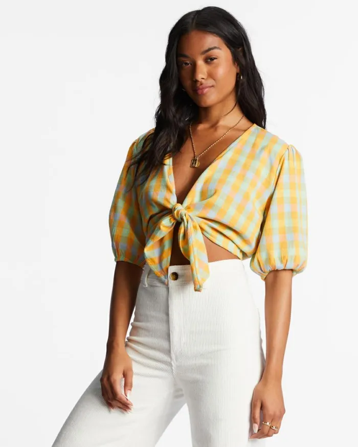 As You Wish TieFront Top Multi Women Billabong Tops