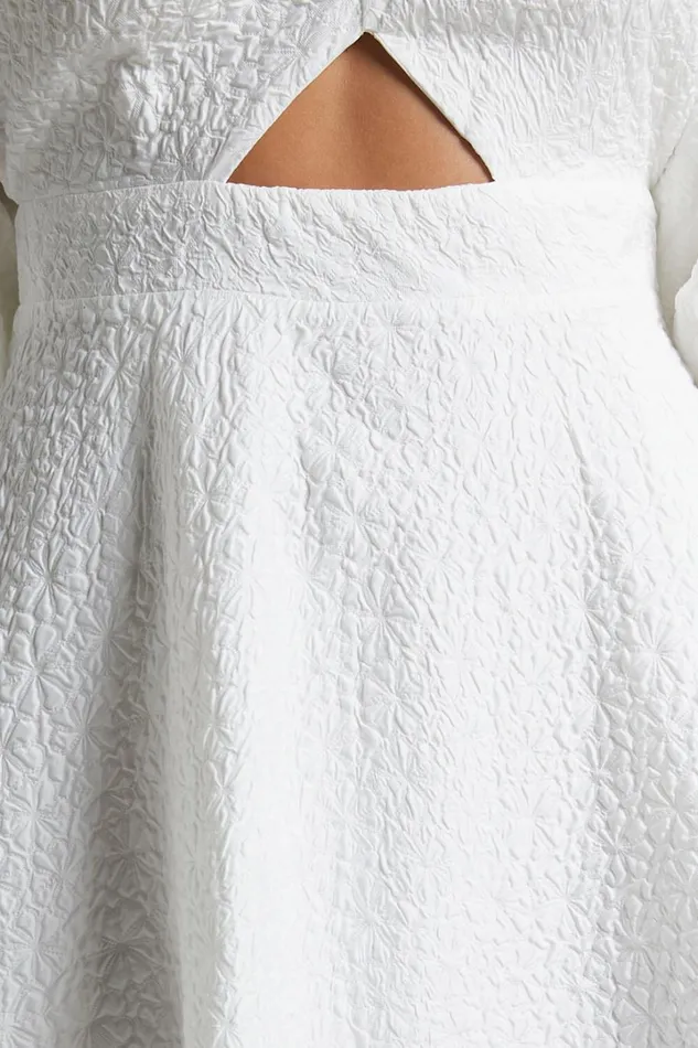 Ashtina Midi Dress 8211 V Neck Cut Out Puff Sleeve Dress In White Women Showpo Curve Clothes