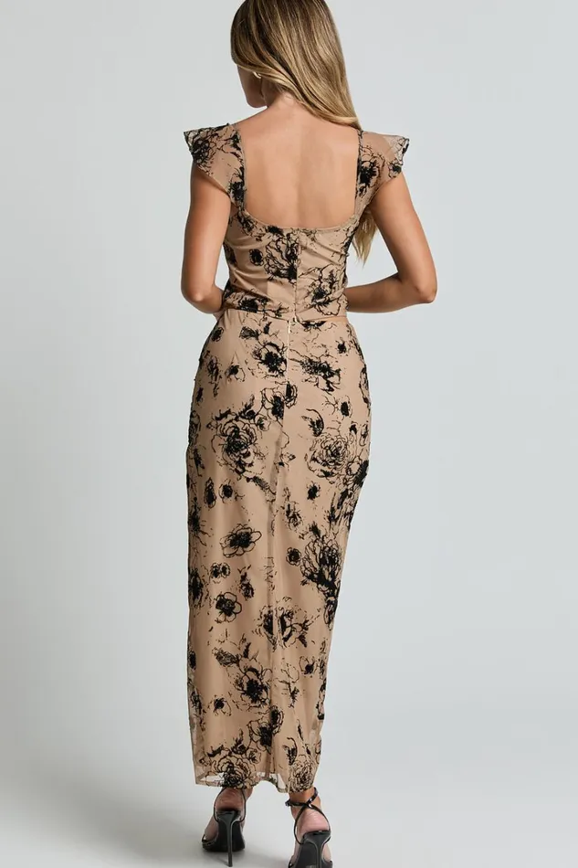 Athena Maxi Skirt 8211 Floral Mesh High Waist Skirt In Brown And Black Burnout Women Showpo Skirts