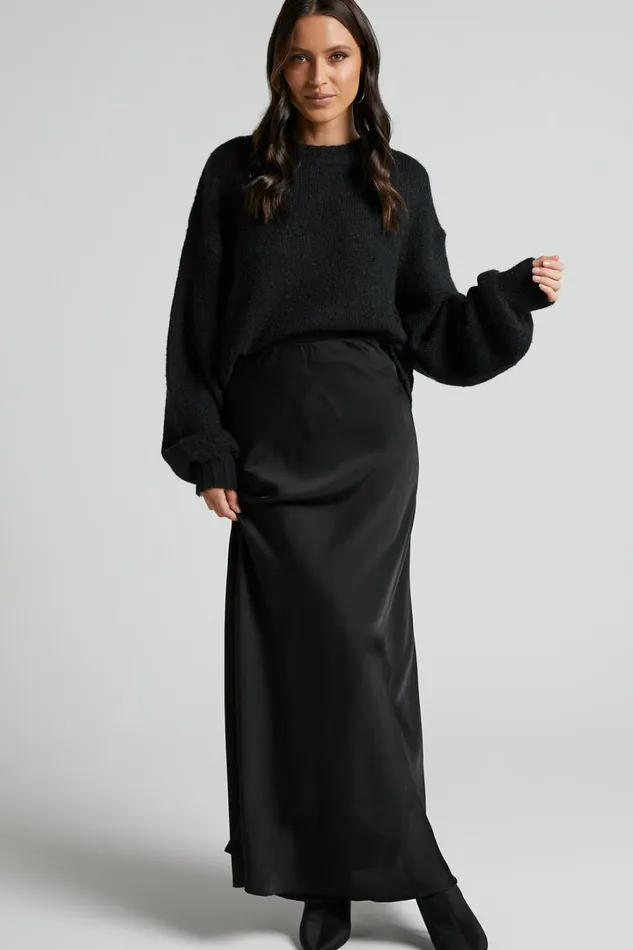Aubrey Jumper 8211 Crew Neck Knit Jumper In Black Women Showpo Sweaters and Cardigans