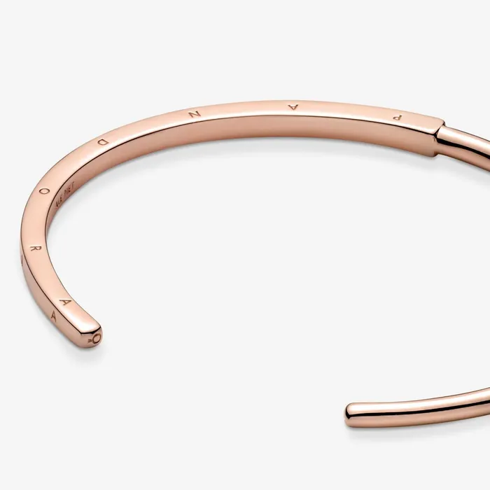 Bangles Women Pandora Online Signature ID Open Bangle Rose Gold Plated