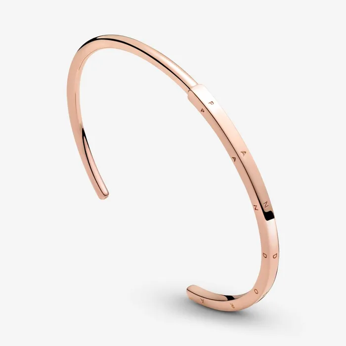 Bangles Women Pandora Online Signature ID Open Bangle Rose Gold Plated