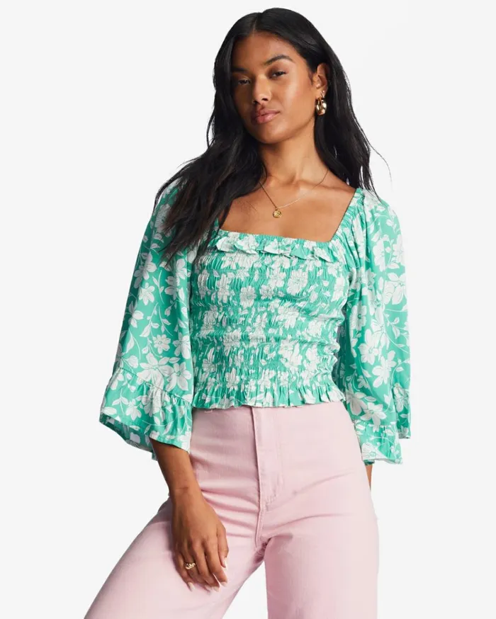 Be My Babe Bell Sleeve Top Sweet Grass Women Billabong Tops