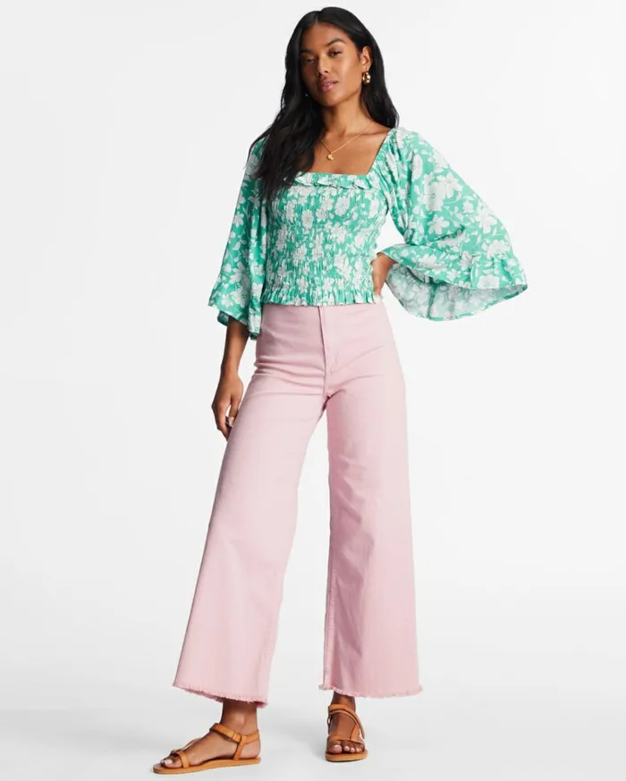Be My Babe Bell Sleeve Top Sweet Grass Women Billabong Tops