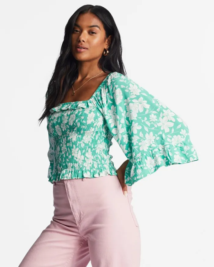Be My Babe Bell Sleeve Top Sweet Grass Women Billabong Tops