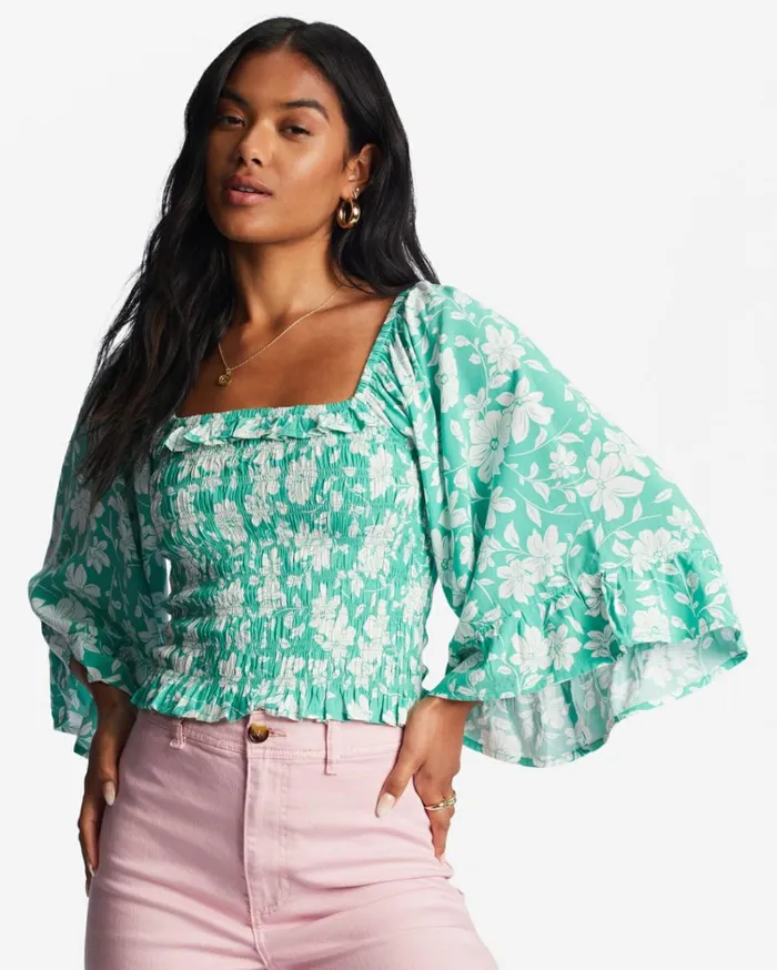 Be My Babe Bell Sleeve Top Sweet Grass Women Billabong Tops