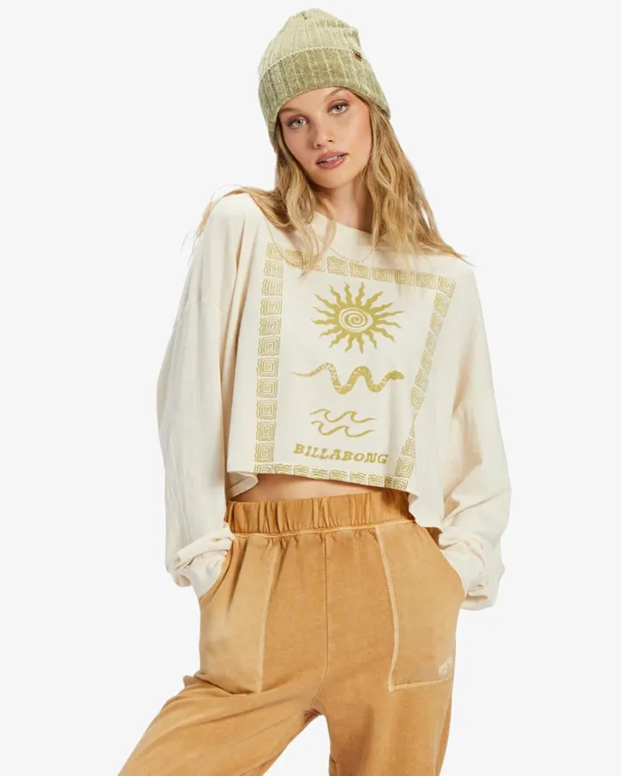 Beach Boyfriend Long Sleeve Crop Top White Cap 1 Women Billabong Tops