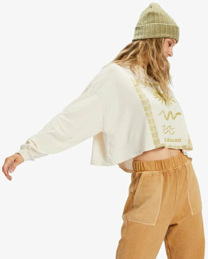 Beach Boyfriend Long Sleeve Crop Top White Cap 1 Women Billabong Tops