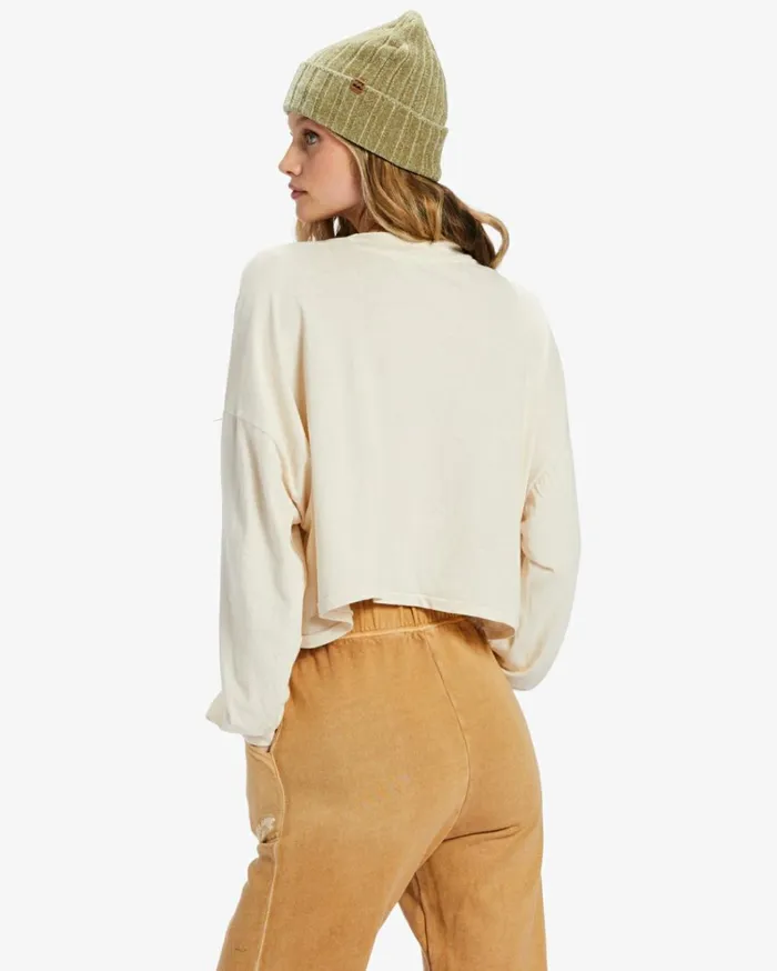 Beach Boyfriend Long Sleeve Crop Top White Cap 1 Women Billabong Tops