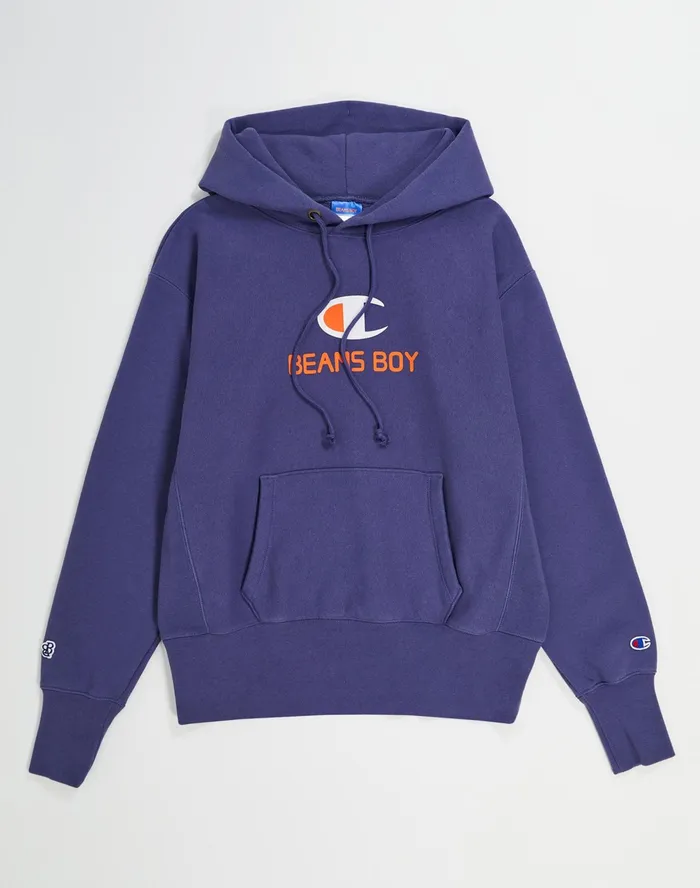 Beams Boy Reverse Weave Hoodie C Logo Navy Women Champion Hoodies and Sweatshirts