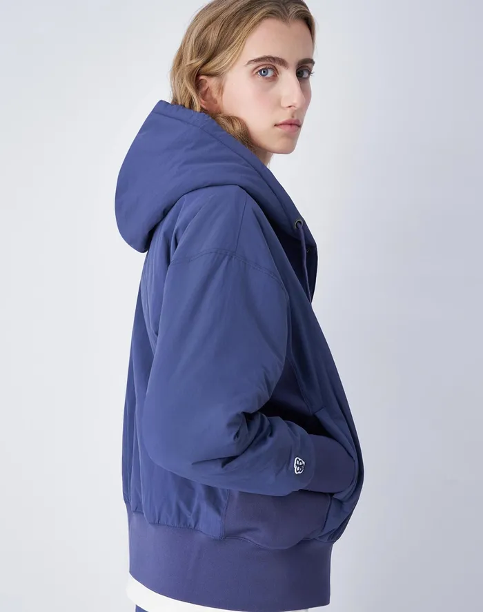 Beams Boy Reverse Weave Quilted Jacket C Logo Navy Women Champion Jackets