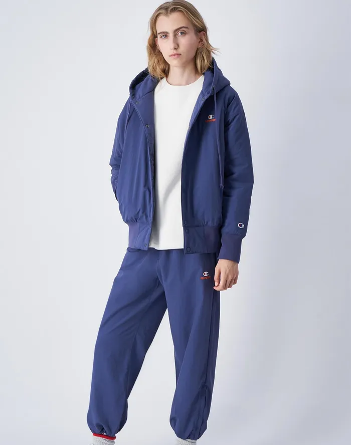 Beams Boy Reverse Weave Quilted Jacket C Logo Navy Women Champion Jackets