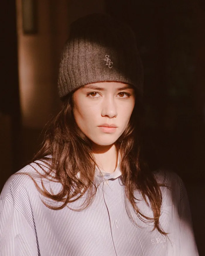 Beanies and Scarves Women Sporty and Rich SRC Cashmere Beanie 8211 GrayWhite