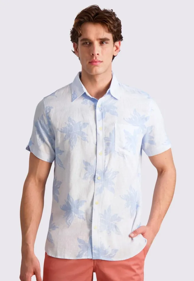 Ben Sherman Archive Print Shirts Men Exploded Flower Print Shirt 8211 Light Blue