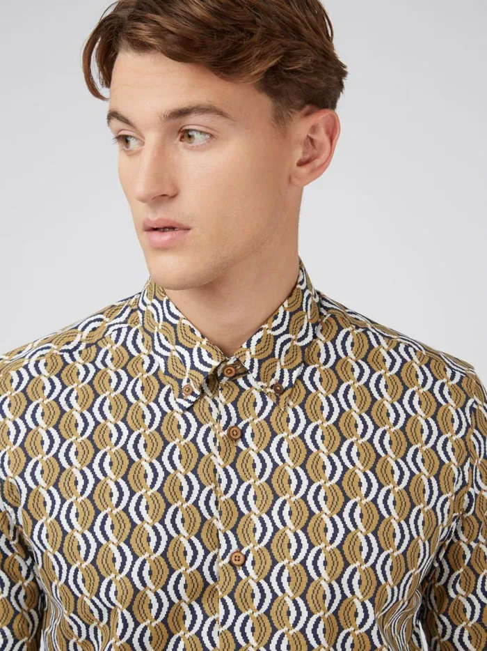 Ben Sherman Archive Print Shirts Men Optical Print ShortSleeve Shirt