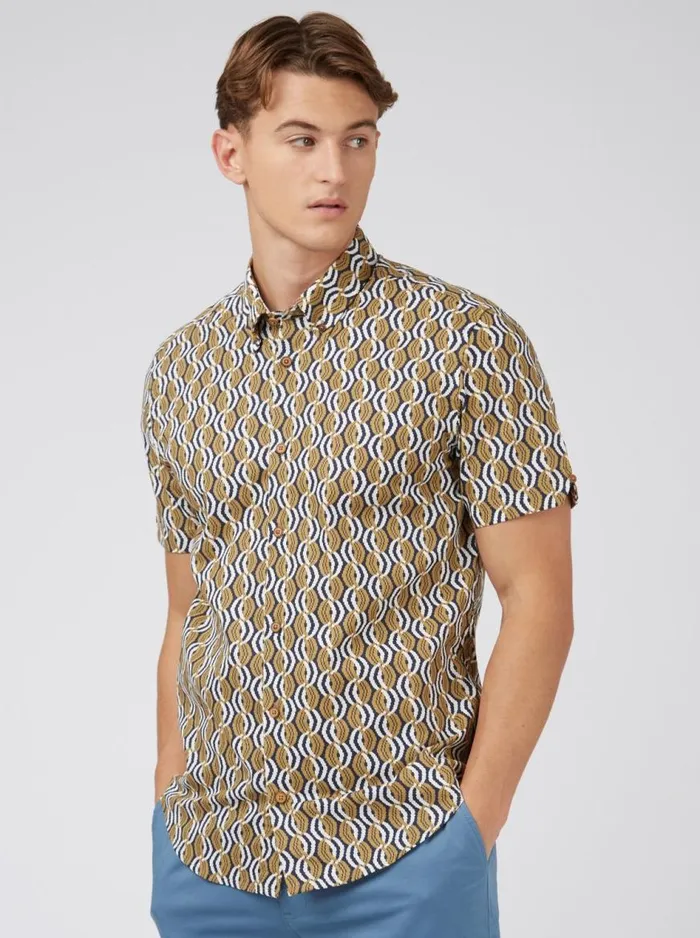 Ben Sherman Archive Print Shirts Men Optical Print ShortSleeve Shirt Ben Sherman Archive Print Shirts Men Optical Print ShortSleeve Shirt