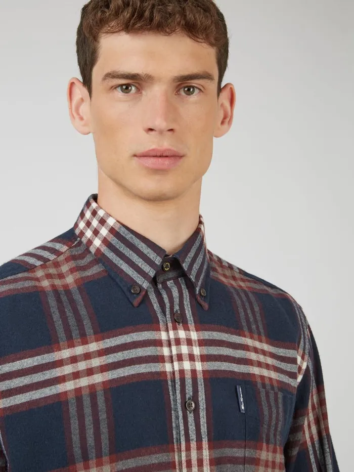 Ben Sherman Heritage Check Shirts Men Oversized Brushed Check LongSleeve Shirt