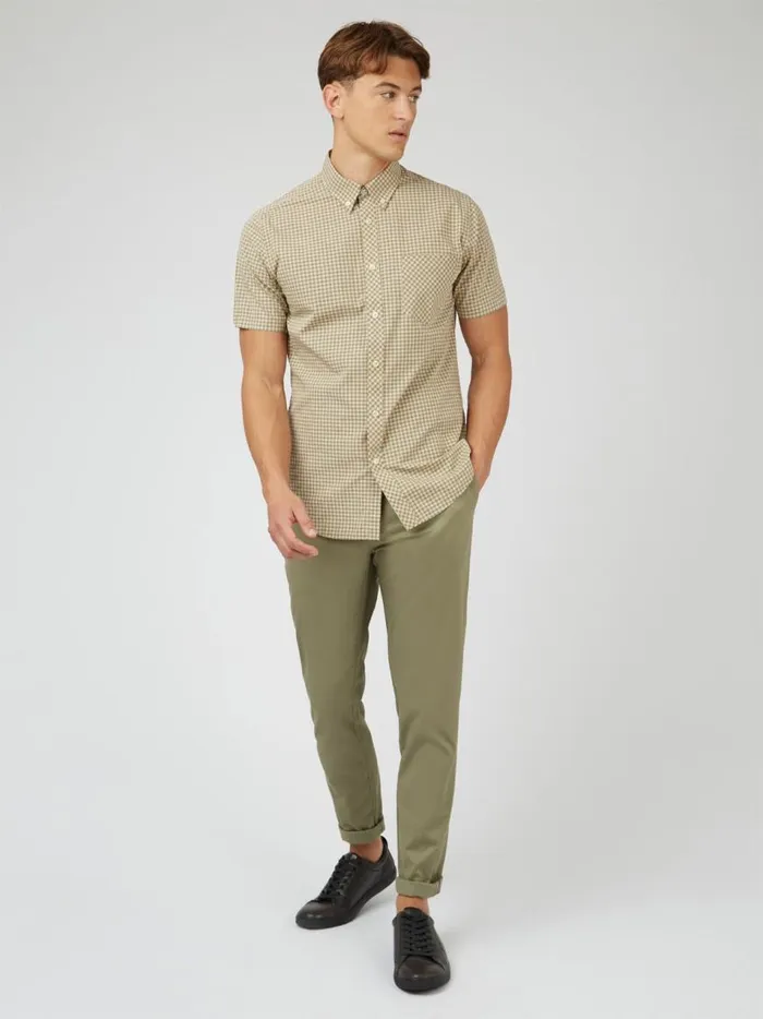 Ben Sherman Heritage Check Shirts Men Signature Gingham ShortSleeve Shirt 8211 Stone Ben Sherman Heritage Check Shirts Men Signature Gingham ShortSleeve Shirt 8211 Stone