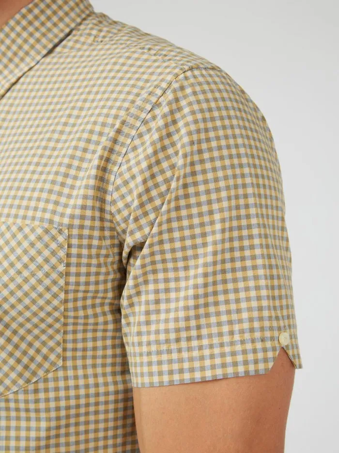 Ben Sherman Heritage Check Shirts Men Signature Gingham ShortSleeve Shirt 8211 Stone Ben Sherman Heritage Check Shirts Men Signature Gingham ShortSleeve Shirt 8211 Stone