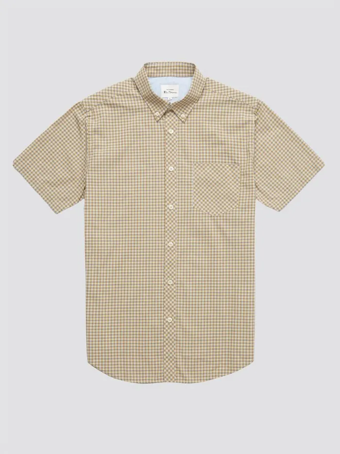 Ben Sherman Heritage Check Shirts Men Signature Gingham ShortSleeve Shirt 8211 Stone Ben Sherman Heritage Check Shirts Men Signature Gingham ShortSleeve Shirt 8211 Stone