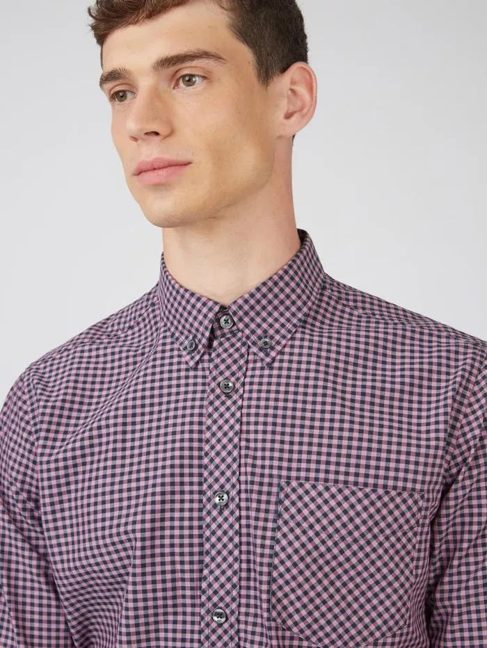 Ben Sherman Heritage Check Shirts Men Signature LongSleeve Gingham Shirt 8211 Violet