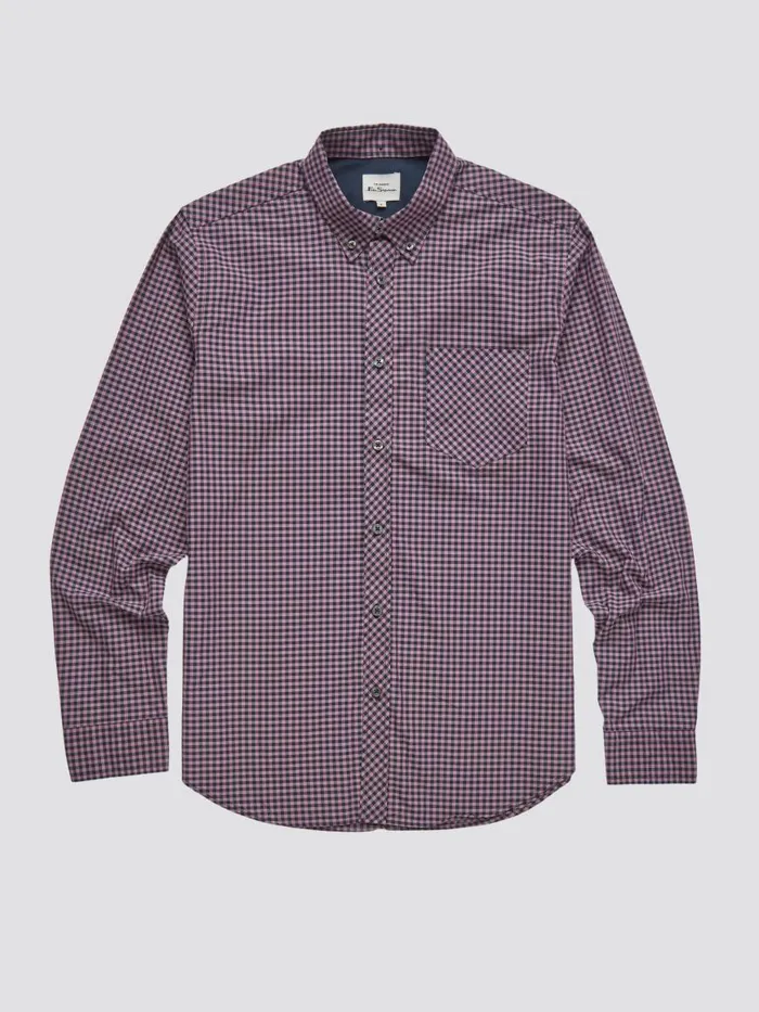 Ben Sherman Heritage Check Shirts Men Signature LongSleeve Gingham Shirt 8211 Violet